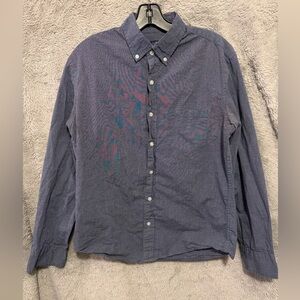 J Crew Shirt Mens Medium Blue Slim Untucked Flex Button Down Cotton Long Sleeve